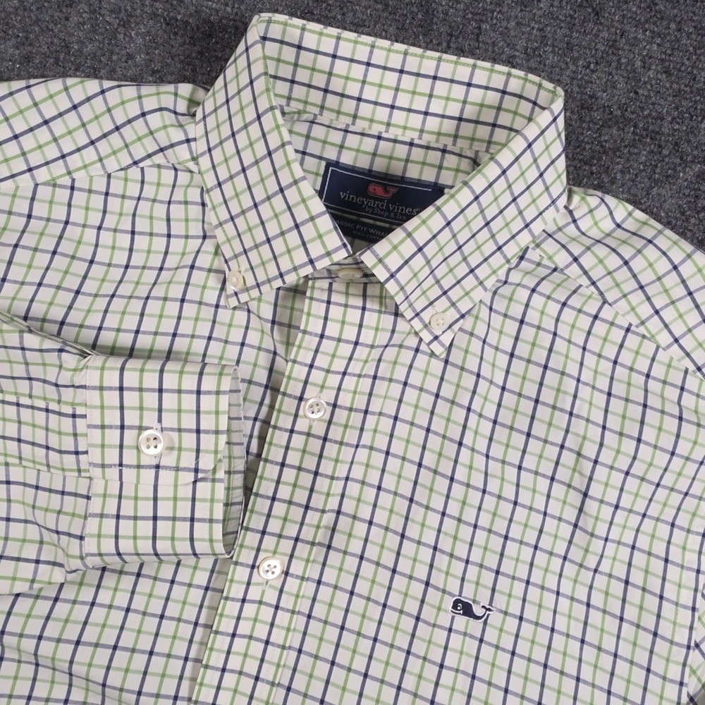 Vineyard Vines Classic Fit Whale Shirt Mens Small Plaid Preppy Button Down